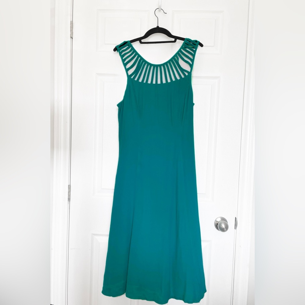 Beautiful cutout slip midi dress in teal